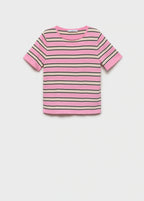 Short Sleeved Sweater With Combined Stripes