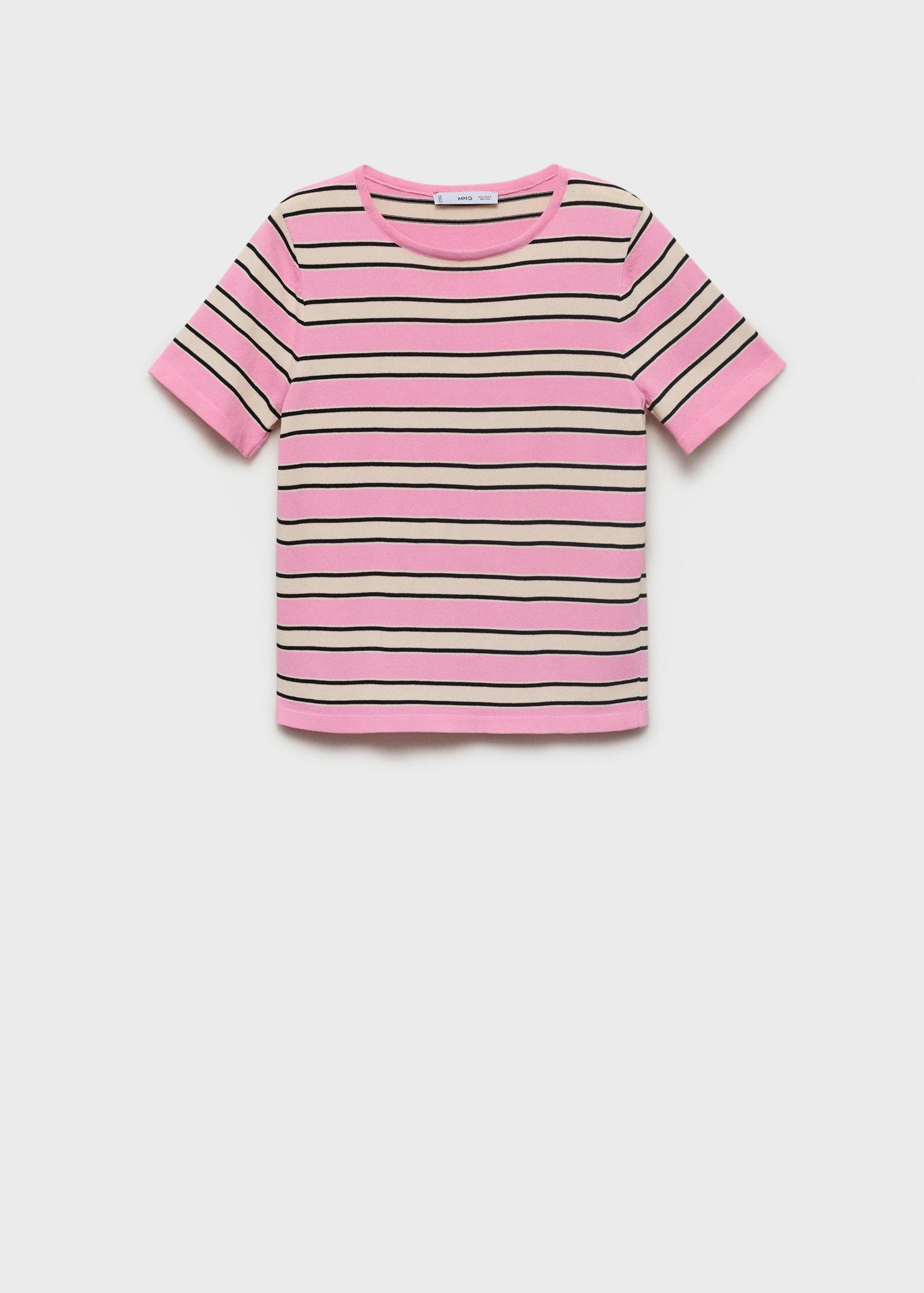 Short Sleeved Sweater With Combined Stripes