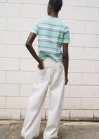 Short Sleeved Sweater With Combined Stripes