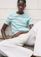 Short Sleeved Sweater With Combined Stripes