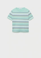 Short Sleeved Sweater With Combined Stripes