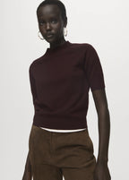 Short Sleeved Wool Blend Sweater