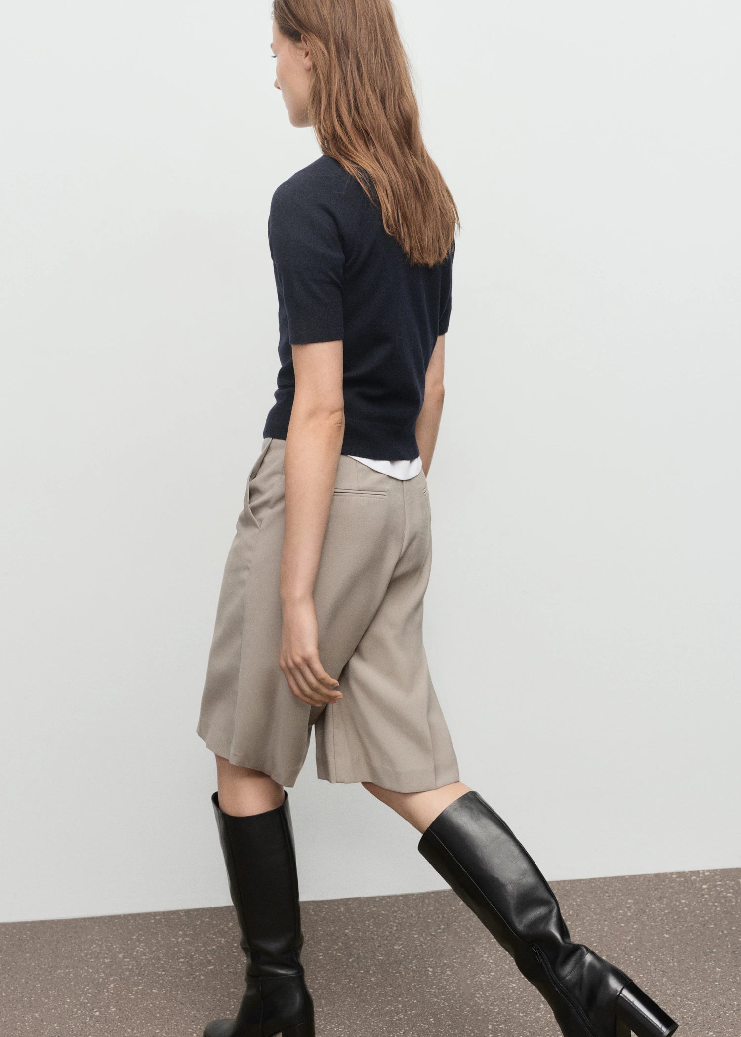 Short Sleeved Wool Blend Sweater