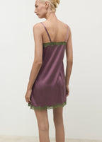 Silk Nightdress With Lace In Contrasting Colour