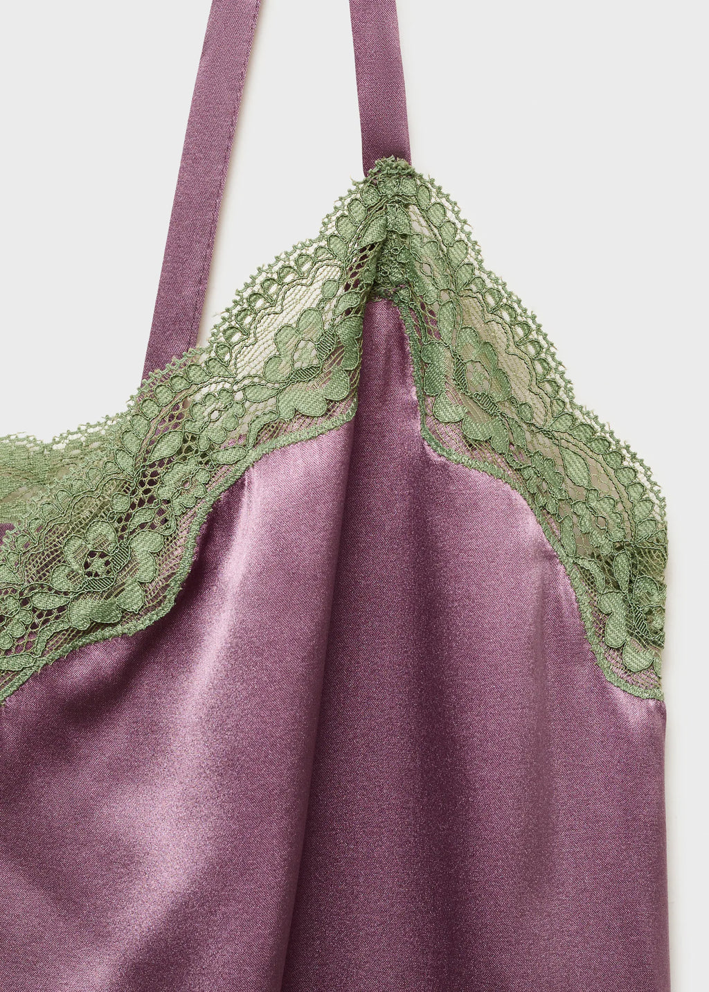 Silk Nightdress With Lace In Contrasting Colour