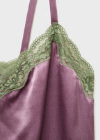 Silk Nightdress With Lace In Contrasting Colour