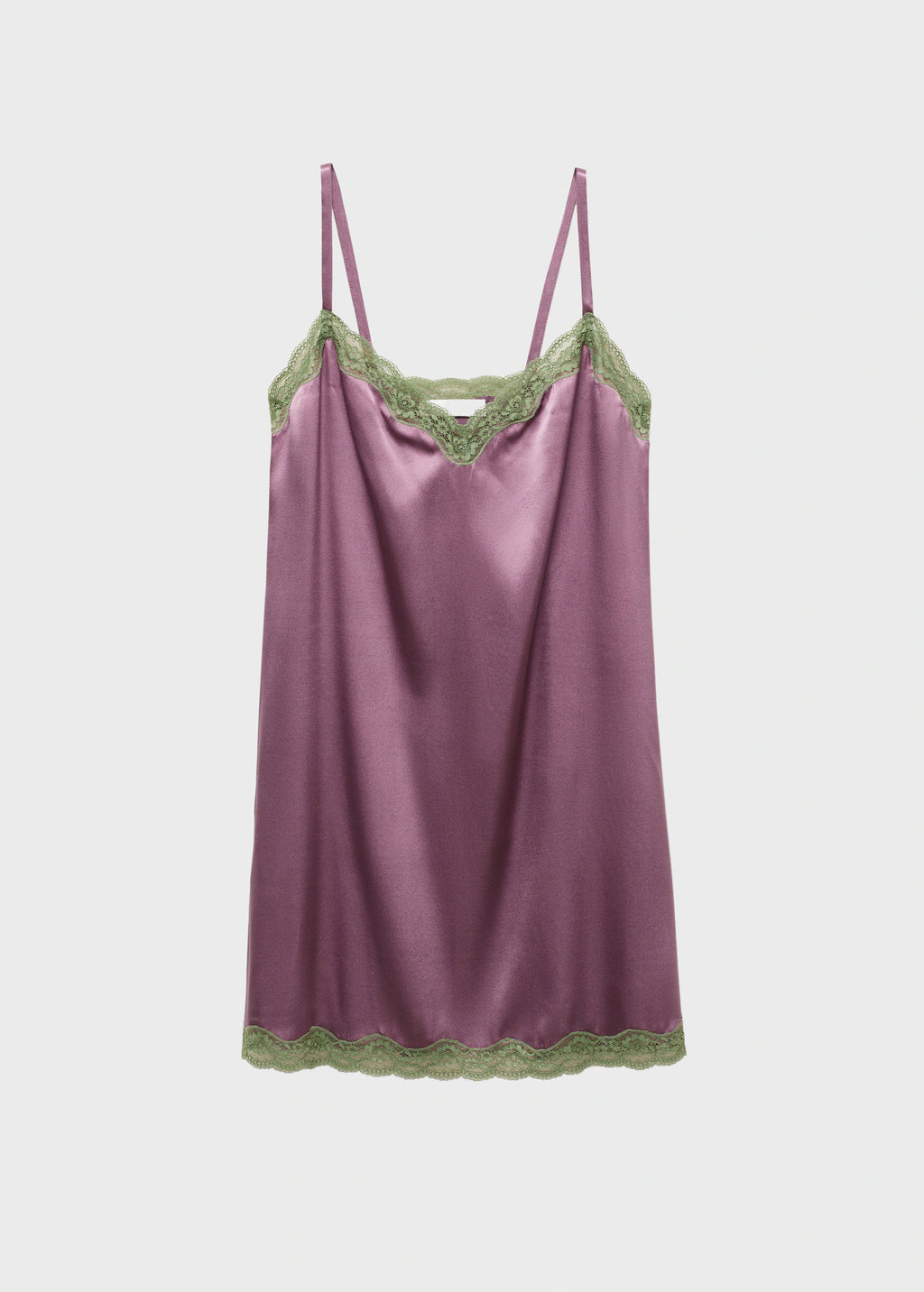 Silk Nightdress With Lace In Contrasting Colour