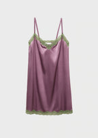 Silk Nightdress With Lace In Contrasting Colour