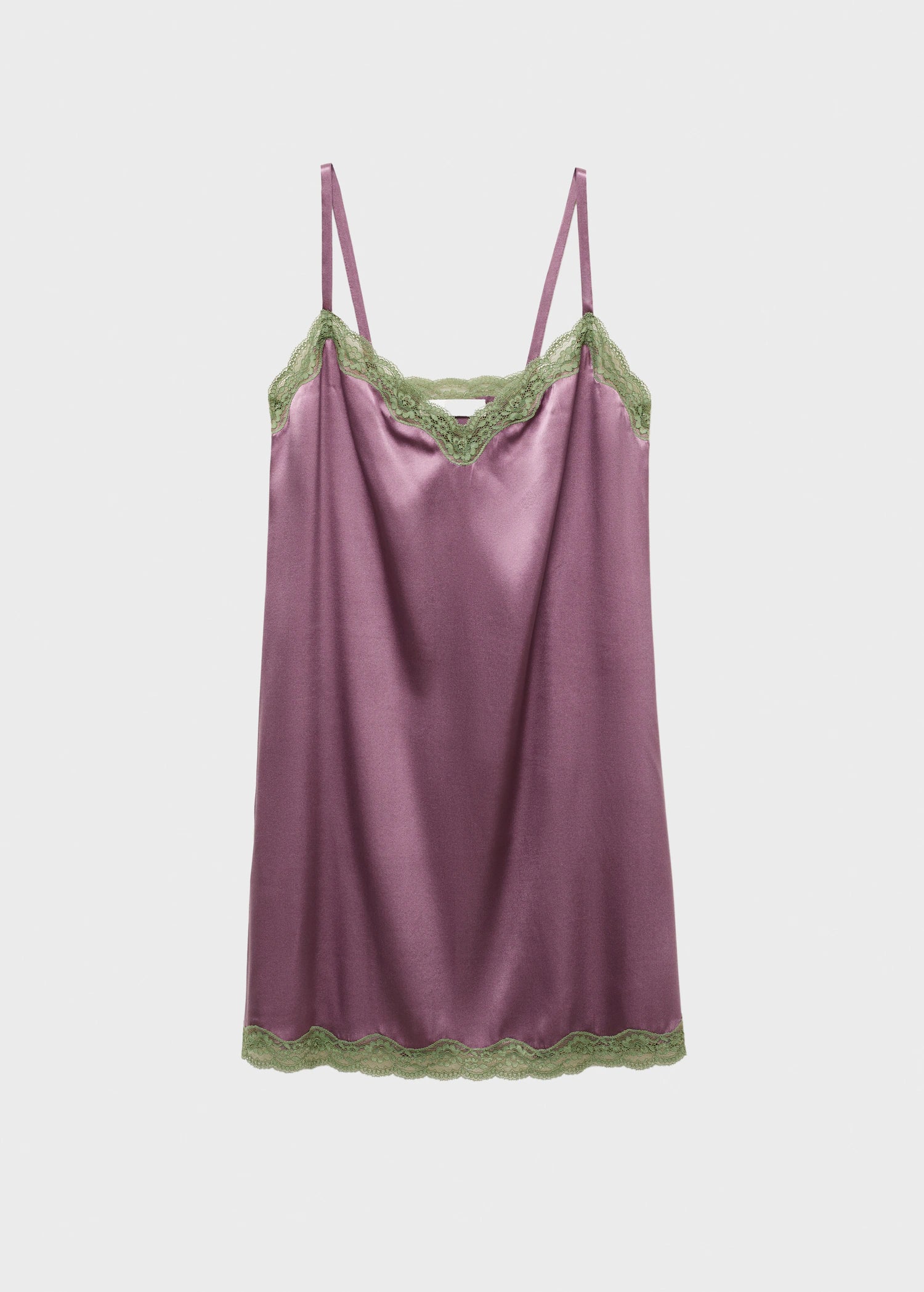 Silk Nightdress With Lace In Contrasting Colour