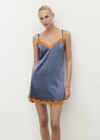 Silk Nightdress With Lace In Contrasting Colour