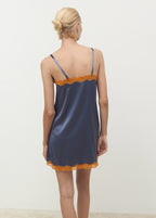 Silk Nightdress With Lace In Contrasting Colour