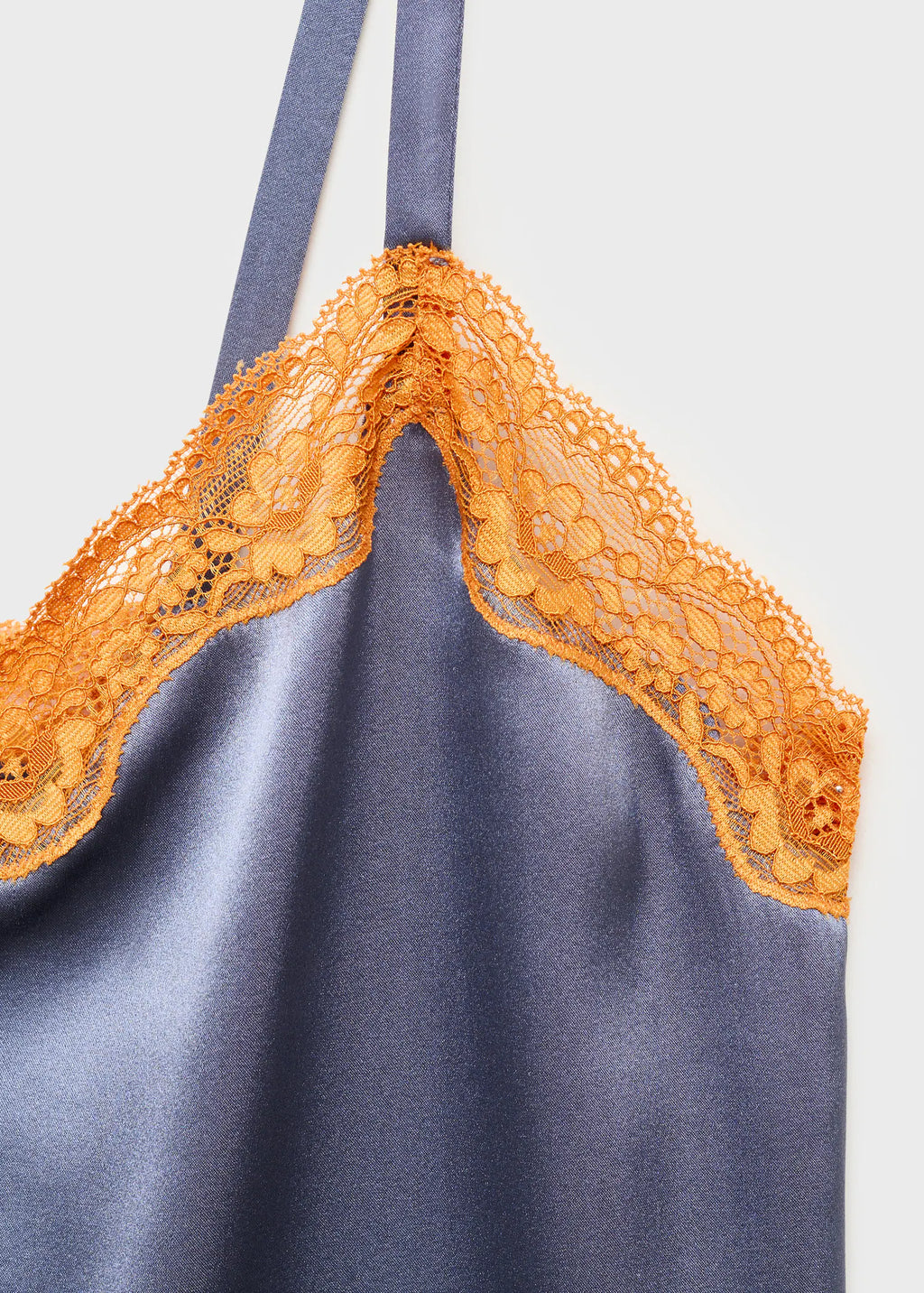 Silk Nightdress With Lace In Contrasting Colour