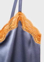 Silk Nightdress With Lace In Contrasting Colour