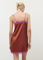 Silk Nightdress With Lace In Contrasting Colour