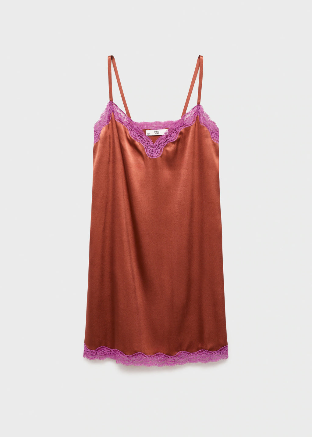 Silk Nightdress With Lace In Contrasting Colour