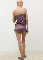 Silk Shorts With Contrasting Lace Trim