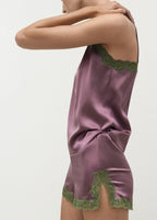 Silk Shorts With Contrasting Lace Trim