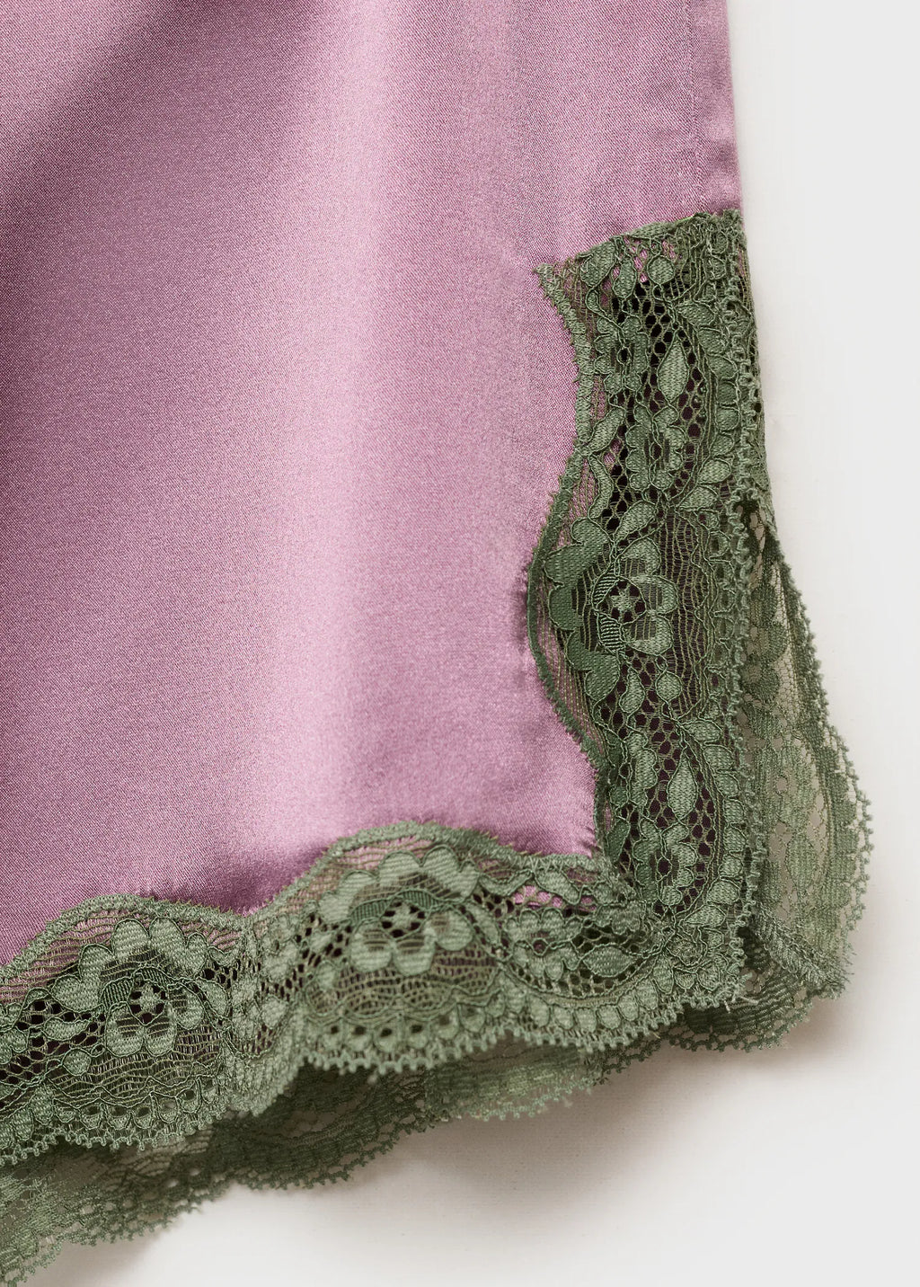 Silk Shorts With Contrasting Lace Trim