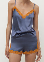 Silk Shorts With Contrasting Lace Trim