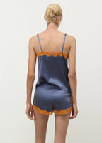 Silk Shorts With Contrasting Lace Trim