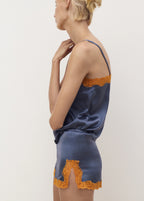 Silk Shorts With Contrasting Lace Trim