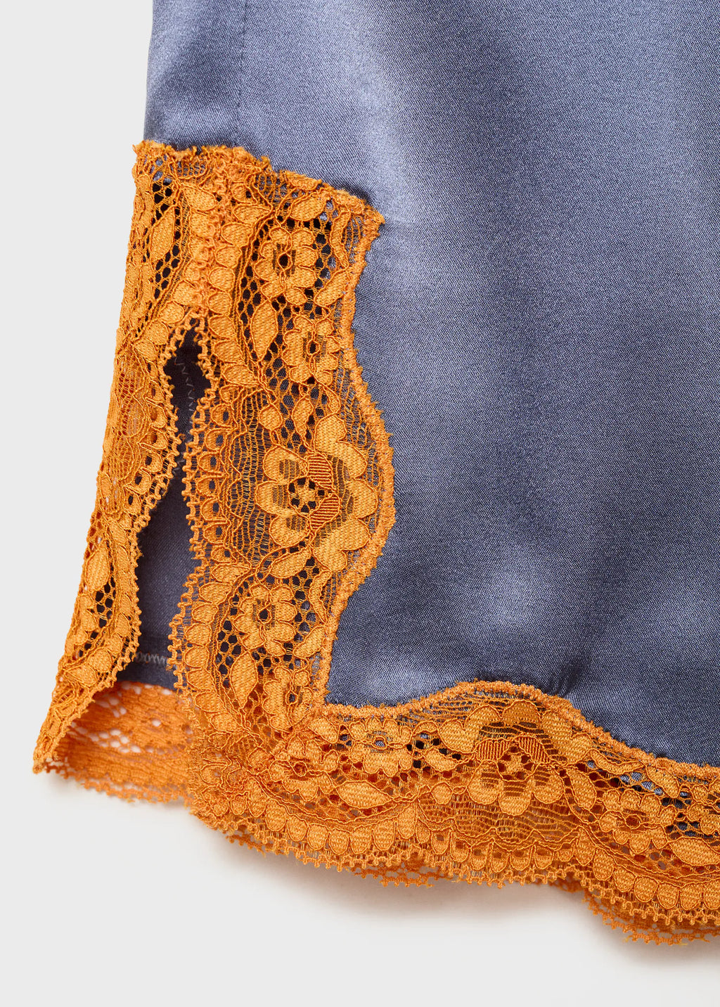 Silk Shorts With Contrasting Lace Trim