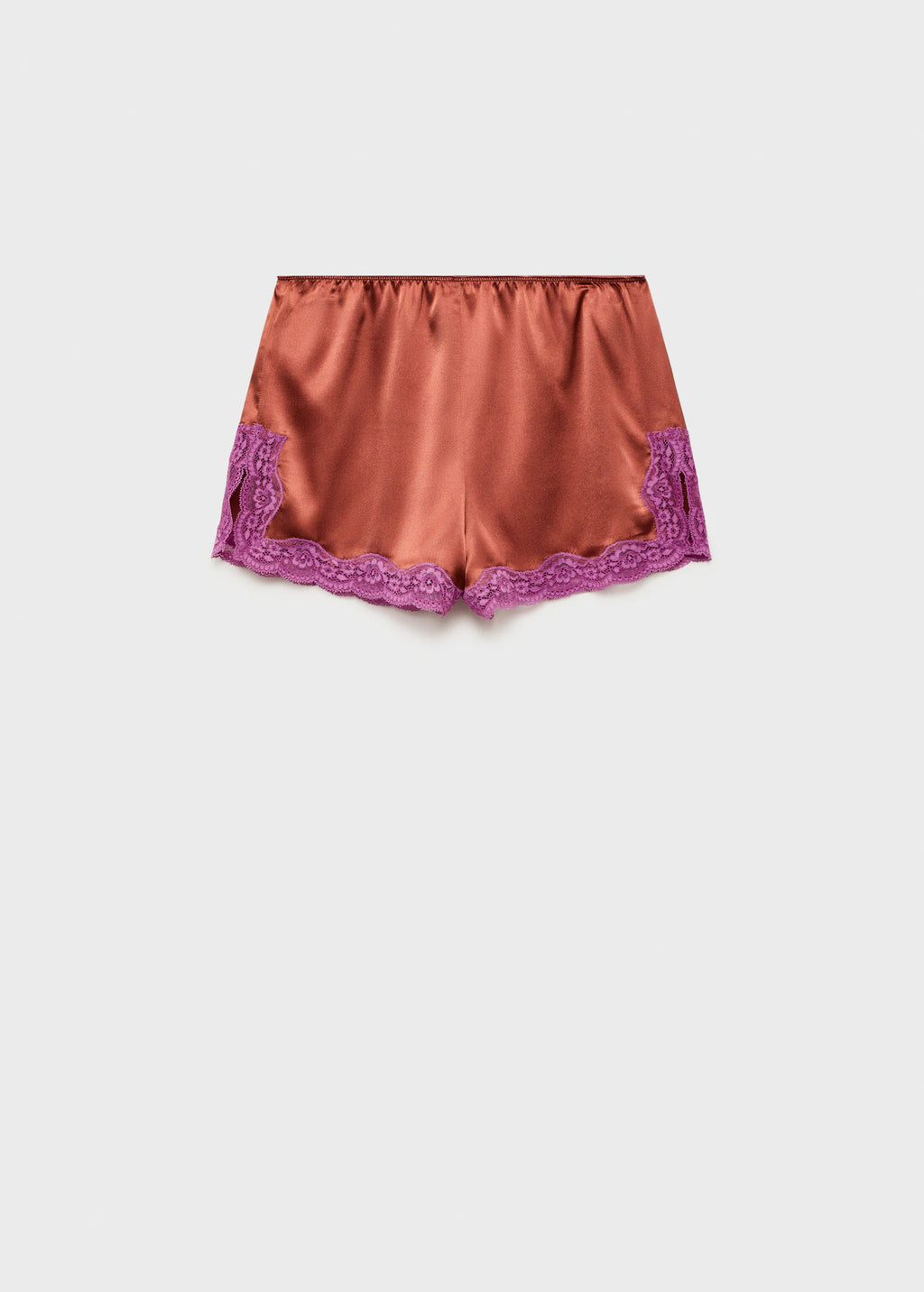 Silk Shorts With Contrasting Lace Trim