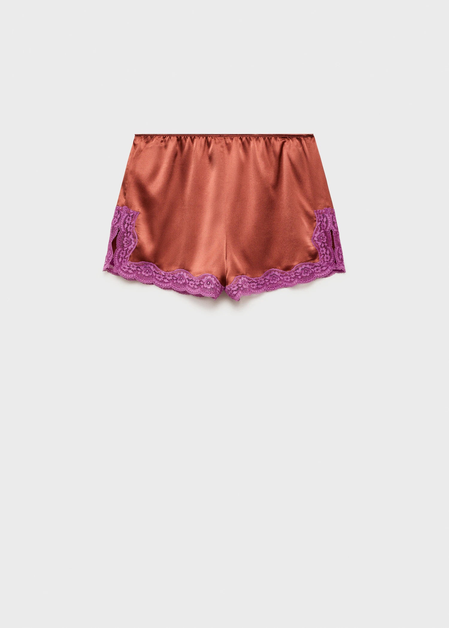 Silk Shorts With Contrasting Lace Trim