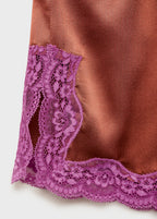 Silk Shorts With Contrasting Lace Trim