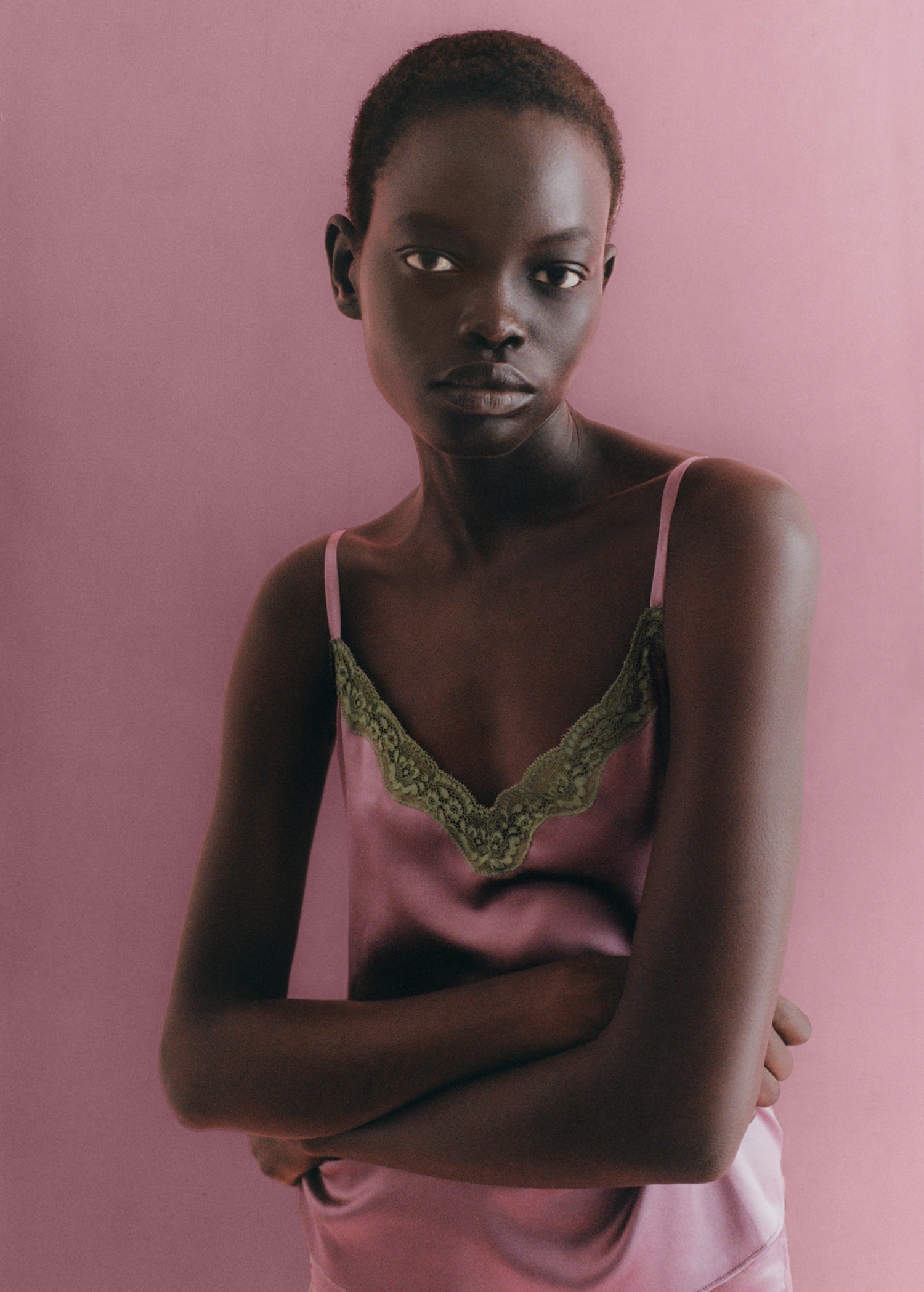 Silk Top With Contrasting Lace