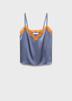 Silk Top With Contrasting Lace