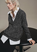 Speckled V Neck Sweater