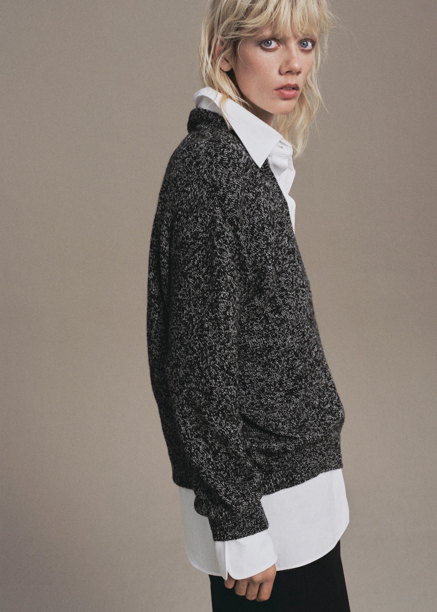 Speckled V Neck Sweater