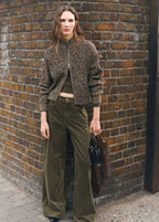 Speckled Zip Up Cardigan