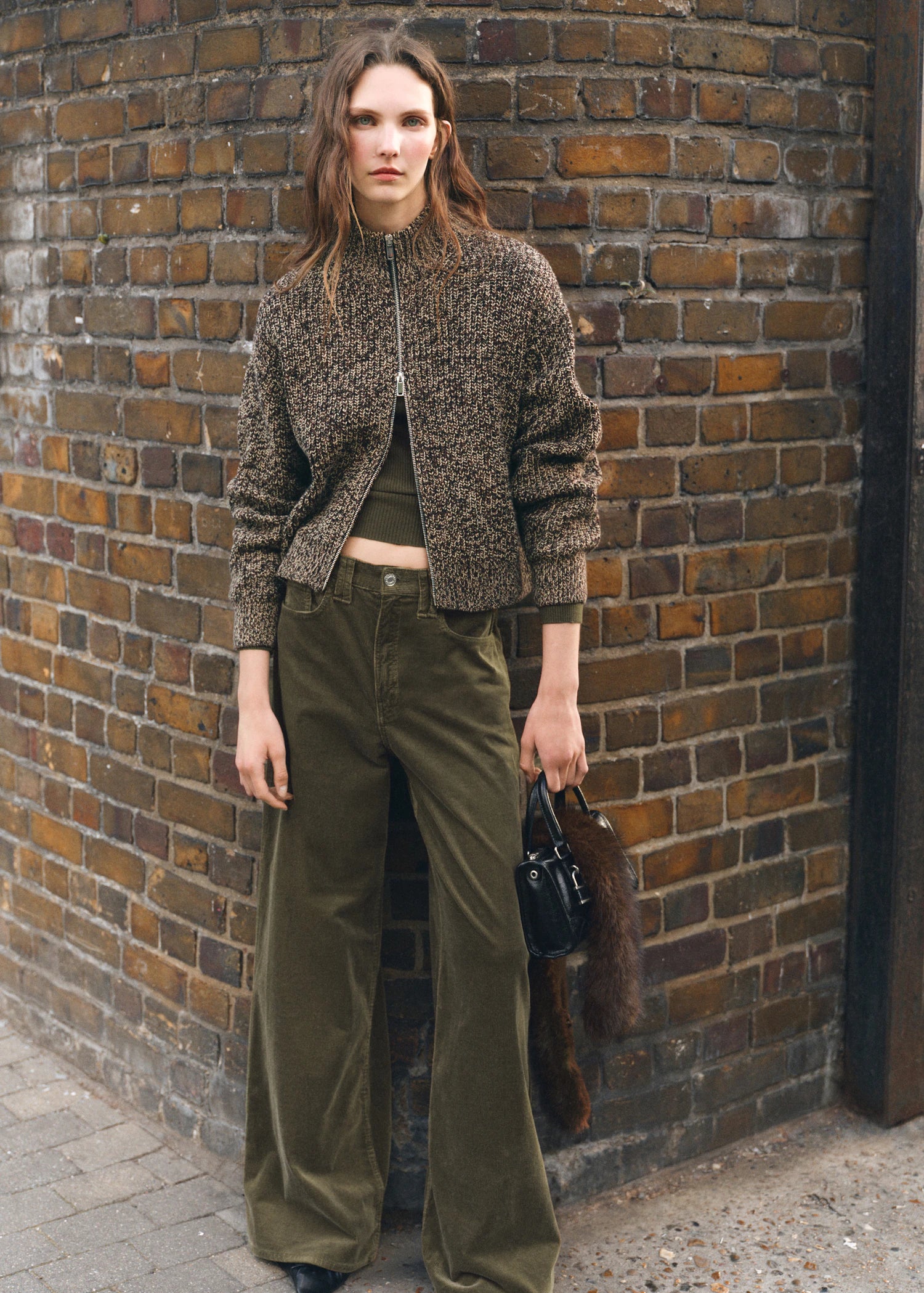 Speckled Zip Up Cardigan