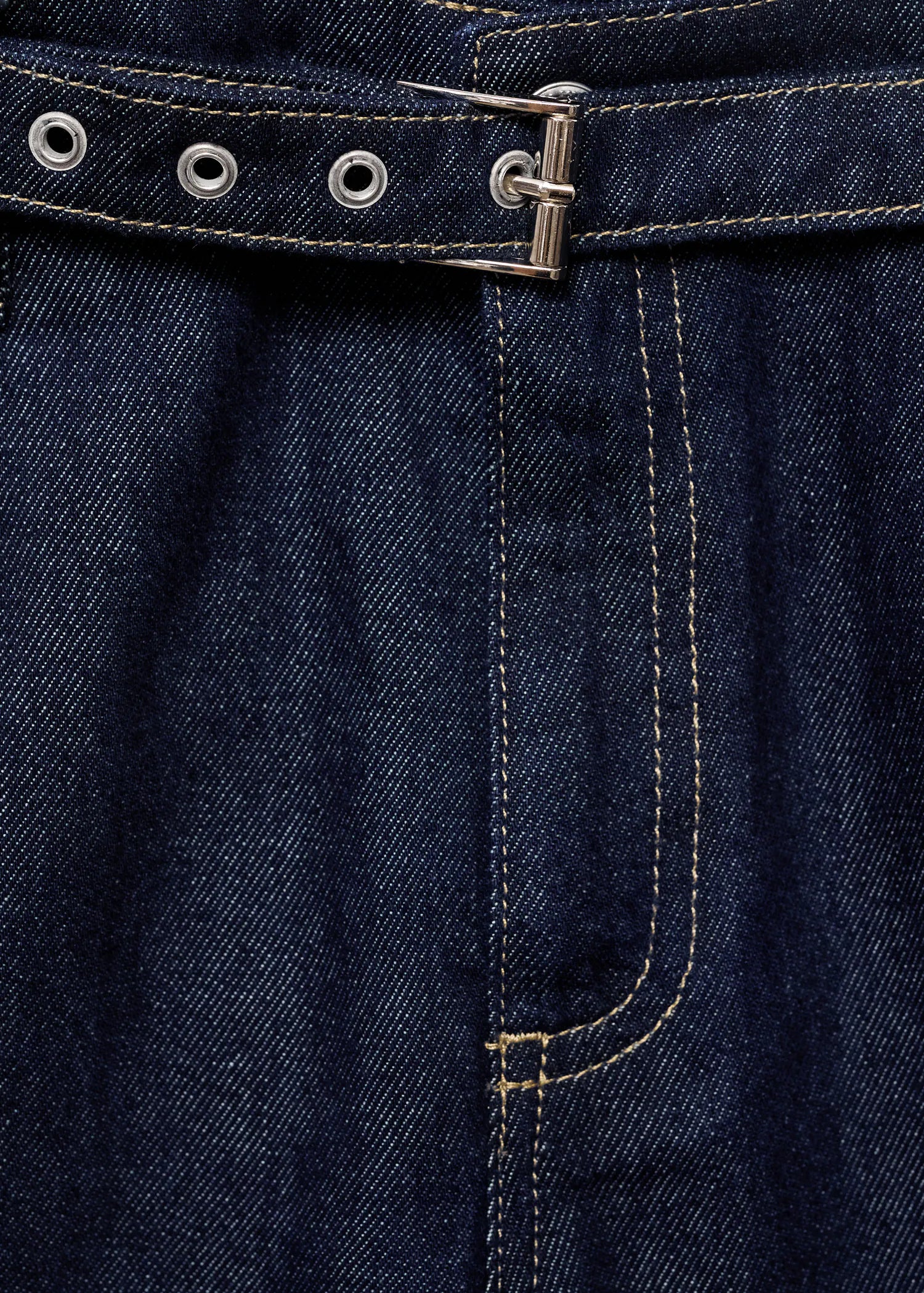 Straight Fit Belt Jeans