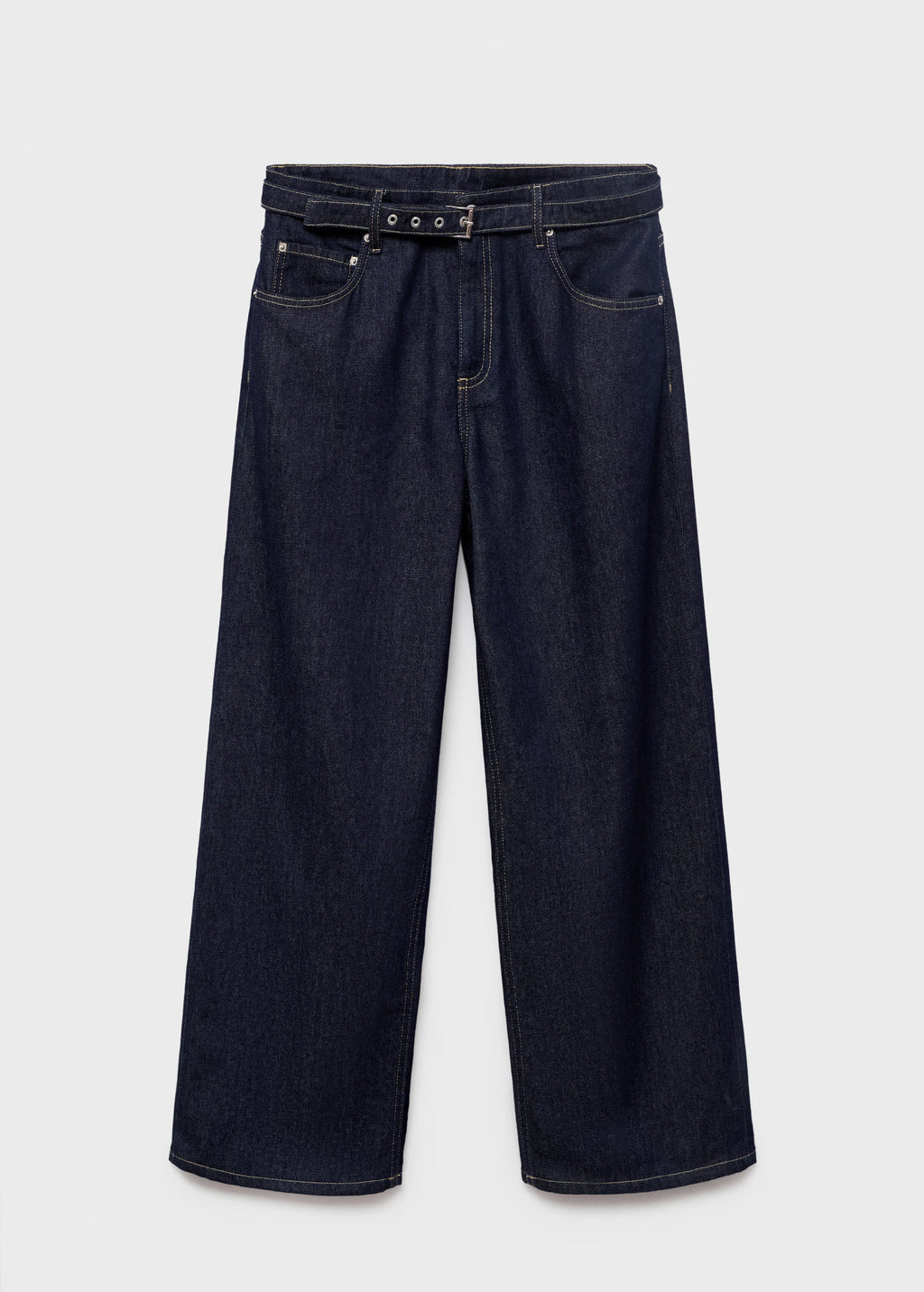 Straight Fit Belt Jeans