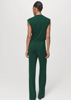Straight Fit Jumpsuit With Draped Neckline