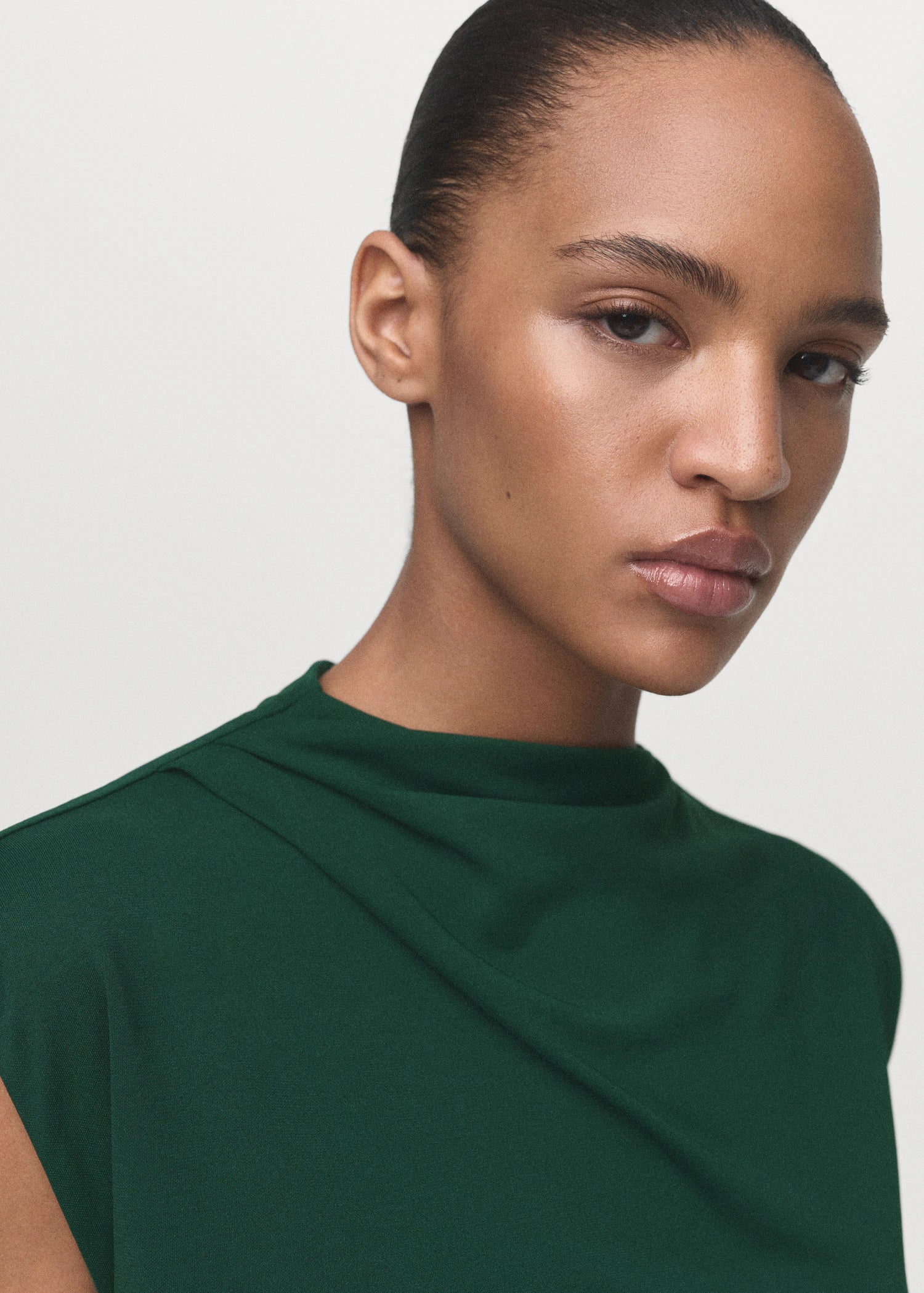 Straight Fit Jumpsuit With Draped Neckline