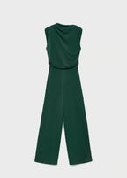 Straight Fit Jumpsuit With Draped Neckline