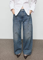 Straight Leg Jeans With Eyelets
