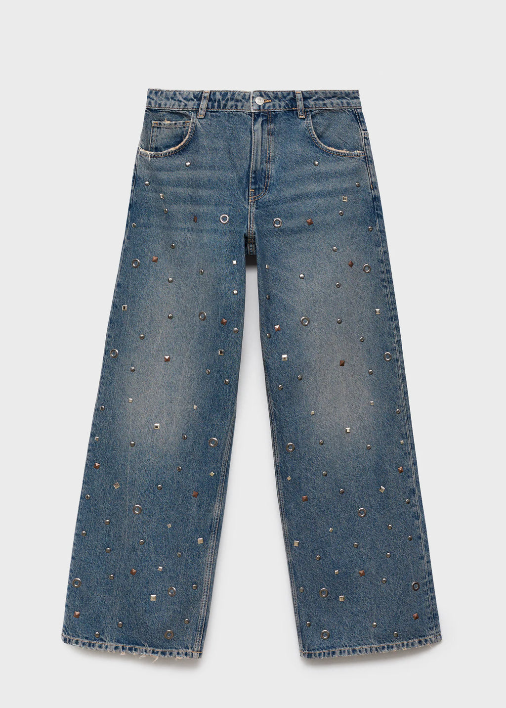 Straight Leg Jeans With Eyelets
