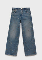 Straight Leg Jeans With Eyelets