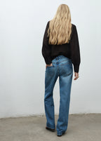 Straight Leg Jeans With Floral Pattern