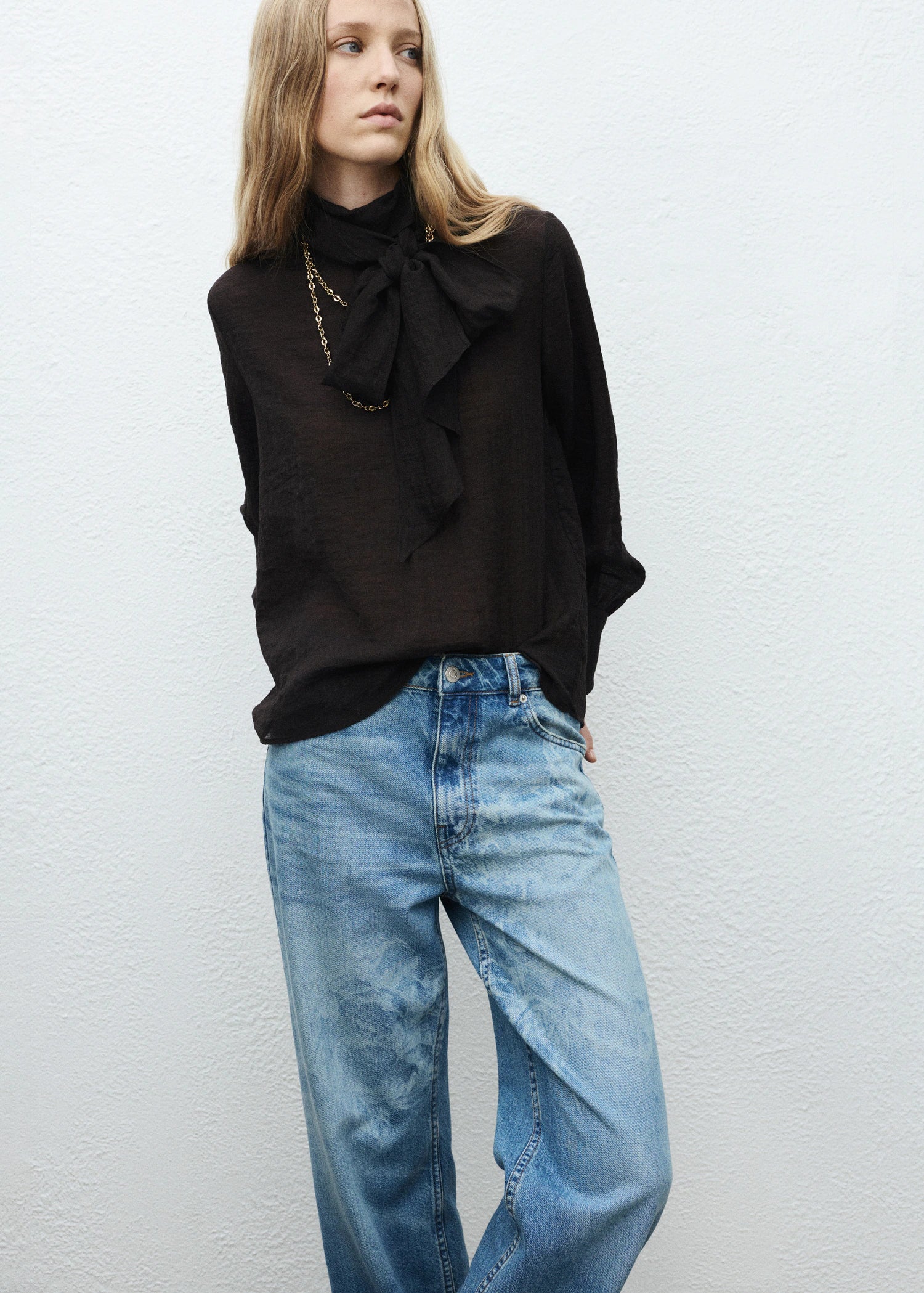 Straight Leg Jeans With Floral Pattern