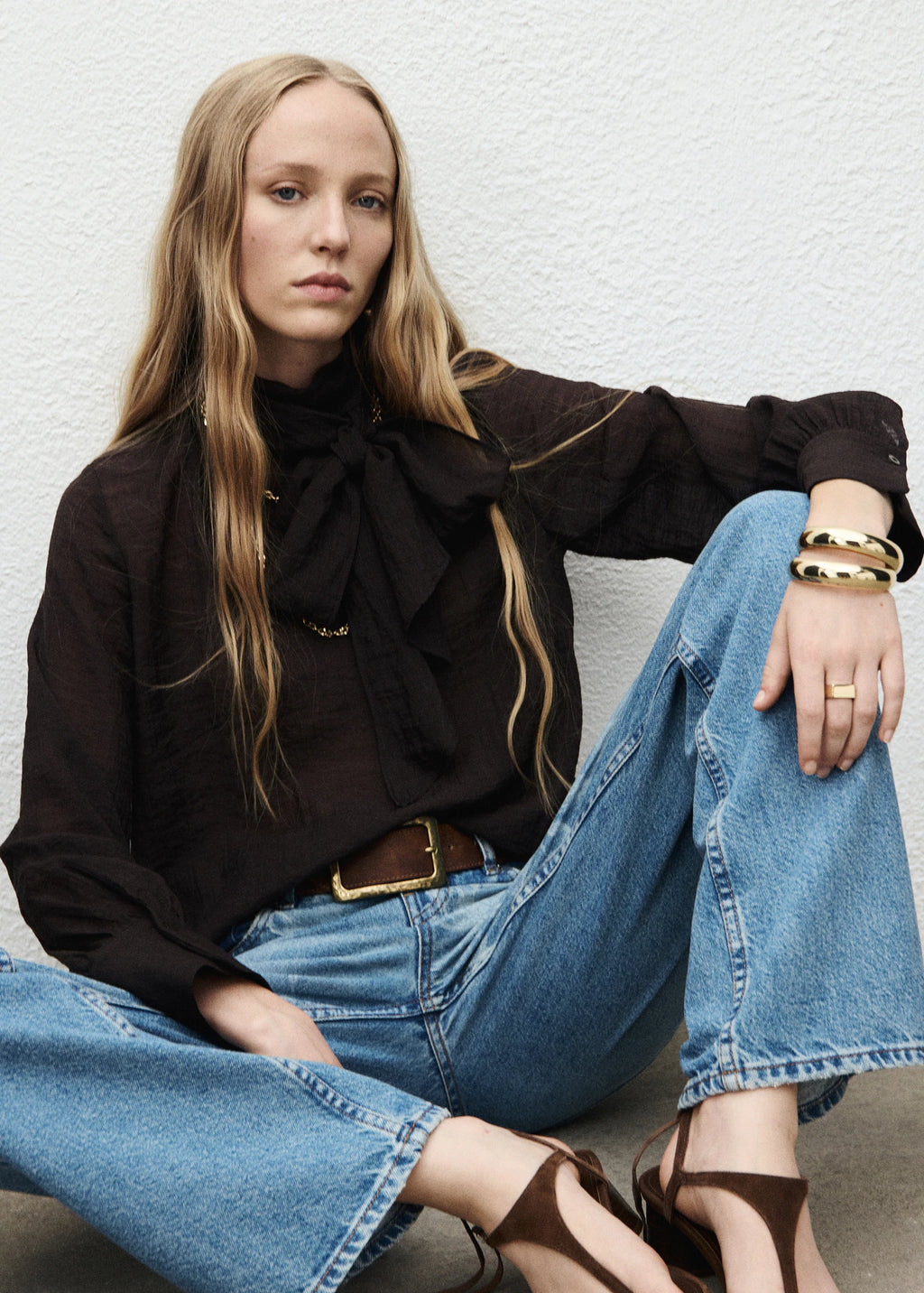 Straight Leg Jeans With Floral Pattern