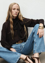 Straight Leg Jeans With Floral Pattern