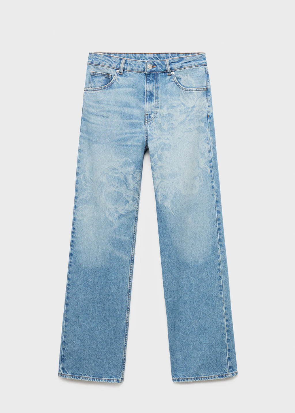 Straight Leg Jeans With Floral Pattern