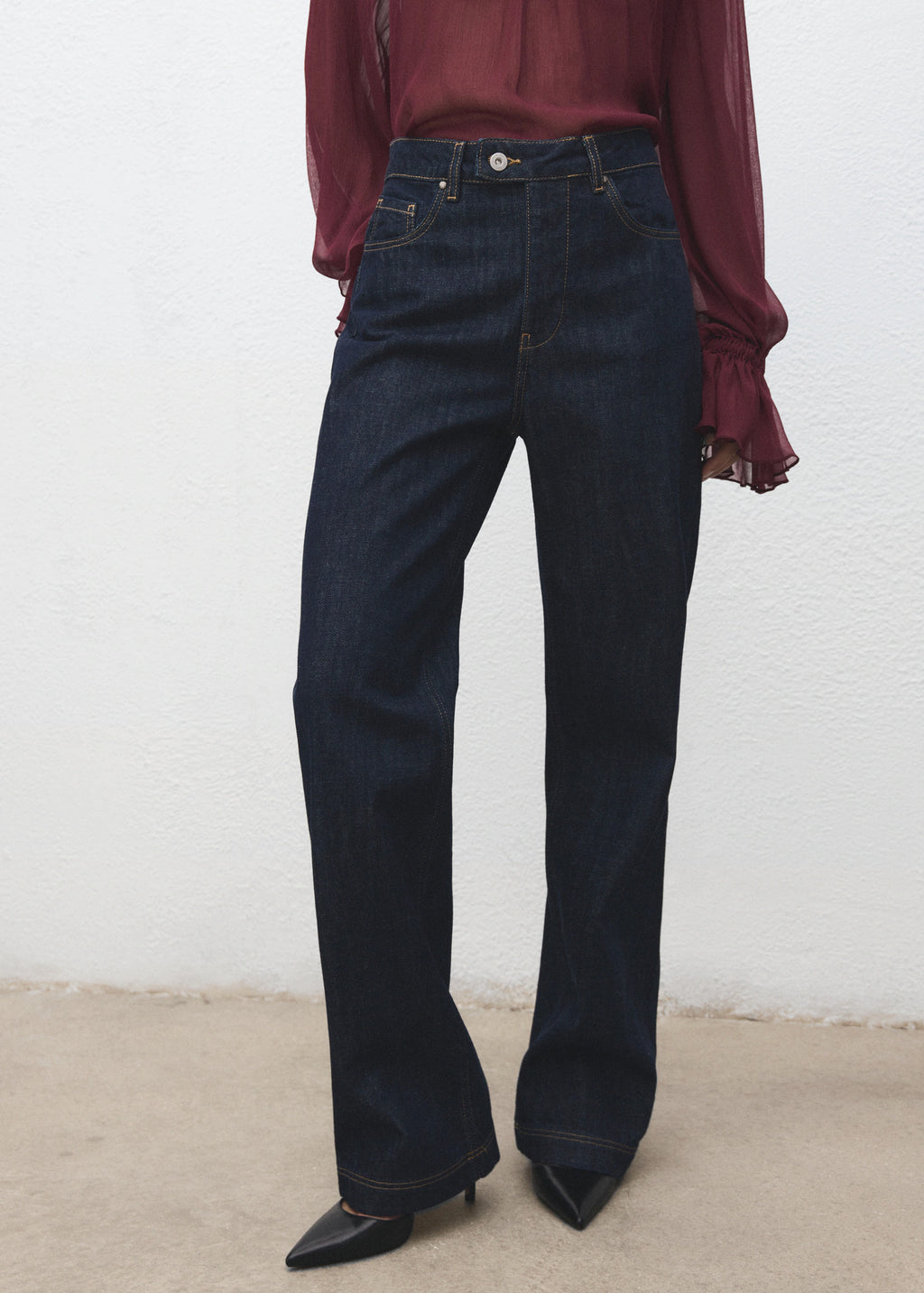 Straight Leg Jeans With Placket
