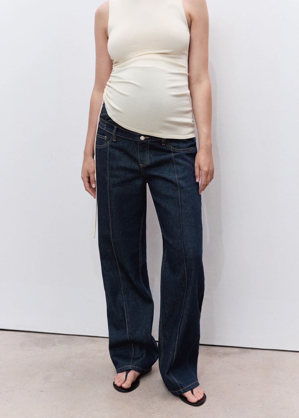 Straight Leg Maternity Jeans With Stitching Detail